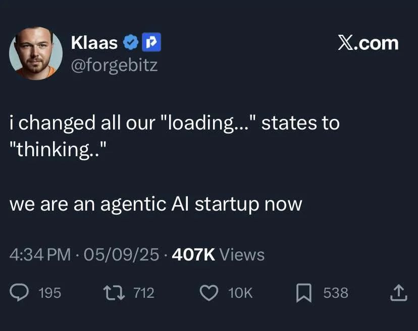 Changing a loading label to thinking for an AI product