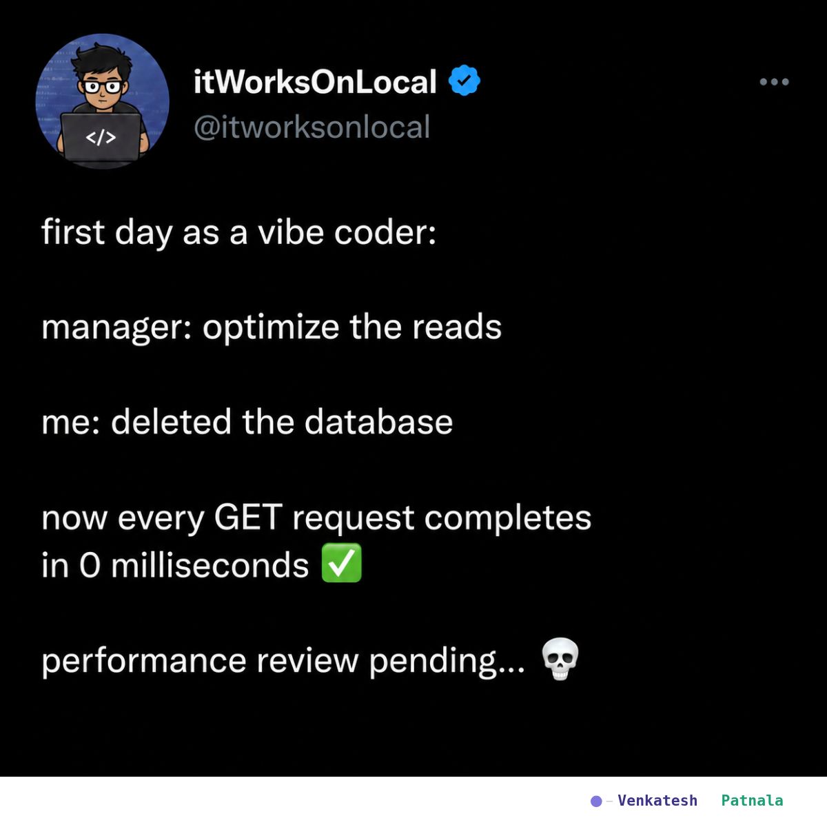 An indexing joke about deleting the table to remove latency